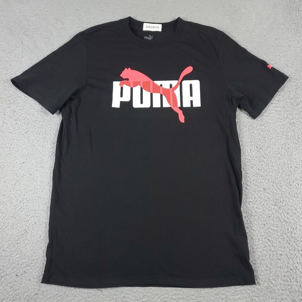 Puma T Shirt Mens Size Small Black Logo Casual Short Sleeve Adult